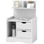 Bedside table, 2 drawers and open shelf, White, 40 × 60 × 30 cm