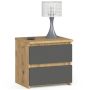 Bedside table CL2, 2 drawers, brown/grey, 40 × 40 × 35 cm