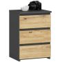 Прикроватная тумба CL3/40, 3 ящика, серо-дубовая, 40 × 57 × 35 см