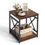 Bedside table VEVOR ZH639, 2 tiers, Brown/black, 45.7 × 51 × 45.7 cm