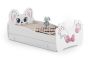 Children's bed Animals with drawer and mattress 164 cm x 90 cm x 70 cm, cat