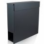 Modern mailbox with newspaper compartment, dark gray