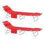 Set of 2 sun loungers 195x63x30cm., red/silver color