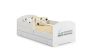 Children's bed Luk with drawer, mattress and barrier protection 144 cm x 77 cm x 56 cm, dinosaurs