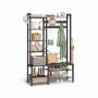 VASAGLE coat rack with shoe bench, 5 shelves, 15 hooks, Grey/black, 40 × 120 × 190 cm
