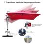 Paslinktas konsolinis terasos skėtis, kvadratinis, 3 m, Raudona, 304,8 × 304,8 × 274,32 cm