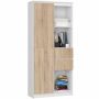 Напольный стеллаж AKORD CLP R15, 1 дверца и 2 ящика, белый/коричневый, 80 × 180 × 35 см