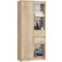 Напольный стеллаж R15, 7 полок 1 дверца и 2 ящика, дубовый, 80 × 180 × 35 см