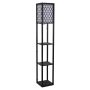 Напольная полка со светильником, 3 открытые полки, 26 × 160 × 26 см