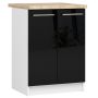 Напольный кухонный шкаф OLIWIA S60 2D, 2 дверцы, белый/чёрный, 60 × 85 × 46 см