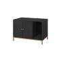Chest of drawers with cat litter 80x50x55cm., black/gold color
