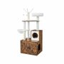 Modern cat scratching post with toilet cabinet for cats, 140 cm high, vintage - white