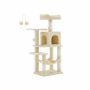 Cat scratching post 112 cm with platforms and hammock, beige