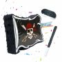 Piratų vėliavos formos pinjata Relaxdays, su lazdele ir akių kauke, 40 × 35 × 8 cm