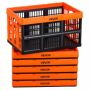 Plastic storage boxes VEVOR, 6 pcs., 45 l, orange and black, 525 × 355 × 295 mm