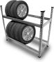 Steel shelf with wheels, 8 places, black, 120 × 102 × 47 cm