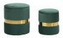 Sheffild poufs, 2 pcs, Green/gold, Ø 37 × 42 cm – Ø 28 × 35 cm