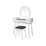 Makeup table with mirror and lights, white RDT11WL