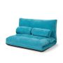 Reguliuojamo aukščio grindų sofa su 2 juosmens pagalvėmis, mėlyna