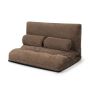 Reguliuojamo aukščio grindų sofa su 6 atlošo padėtimis, kavos spalvos
