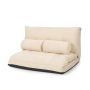 Reguliuojamo aukščio grindų sofa su 6 atlošo padėtimis, smėlio spalvos