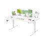 Reguliuojamo aukščio rašomasis stalas 140×80 cm, vintažinė ruda, su USB-C jungtimi