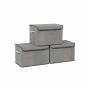 Set of boxes with lids, 3 pieces, grey