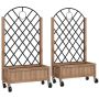 Set of 2 raised beds with slats Outsunny 52x25x97cm., light brown/black