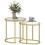 Set of 2 transparent coffee tables Homcom, gold color