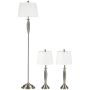 Set of 2 table lamps and a floor lamp Homcom, silver/white