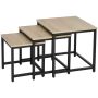 Set of 3 coffee tables Homcom, light brown/black