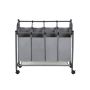 Laundry basket on wheels 4 x 35 L, gray