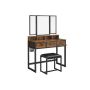 Vanity table with 3-part folding mirror