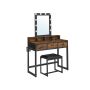 Makeup table with LED lights and stool