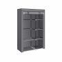Fabric wardrobe with clothes rack and shelves, gray