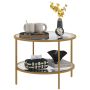 Transparent coffee table Homcom 60x60x43cm., gold color