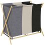 Laundry basket, 3 compartments, 129 l, 75 × 67 × 48 cm