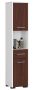 Tall bathroom cabinet-shelf NORE Fin, white/dark brown