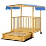 Sandbox with roof 97x98x137.5cm., light brown/blue