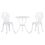Garden furniture set, 3 pieces, table and 2 folding chairs, White, Ø60 × 67 cm