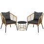 Outsunny 3-piece garden furniture set, black/light brown
