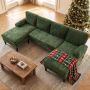 Sofa-lova, U formos, 5–6 vietų, Žalia, 258 × 125 × 71,5 cm
