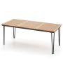 Stačiakampis valgomojo stalas 200 x 90 cm, akacijos mediena, metalinis rėmas, 5 cm skėčio anga, talpa iki 8 žmonių