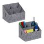 Stalo organizatorius Relaxdays 10044241.0, 2 vnt., 3 skyriai, Pilkas, 18 × 14 × 14,5 cm