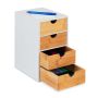Stalo organizatorius Relaxdays 10048001.0, 4 stalčiai, Balta/natūrali, 27,5 × 16,5 × 21 cm