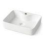Countertop ceramic rectangular washbasin AURA, white, 47 × 14 × 8 cm