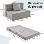 Sulankstoma sofa-lova, 3 dalių su pagalve, 99,06 × 74,93 × 62,23 cm