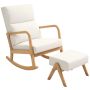 Homcom rocking chair with footstool, cream/light brown
