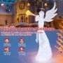 Šviečiantis kalėdinis angelas 157 cm su trimitu ir aureole, 100 LED lempučių