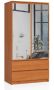 Wardrobe NORE S with mirror, light brown